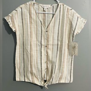 French Laundry striped top, almond butter color